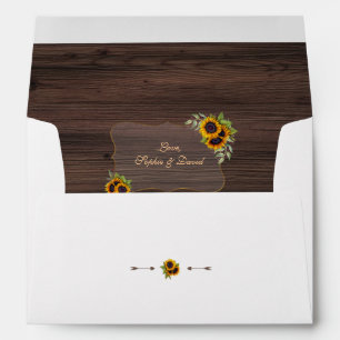 Enveloppe Russe Aquarelle Tournesols Vieux Mariage de grange