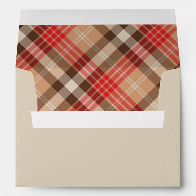 Enveloppe Russe Beige Rouge Brown Tartan Plaid Holiday (Dos (Bas))
