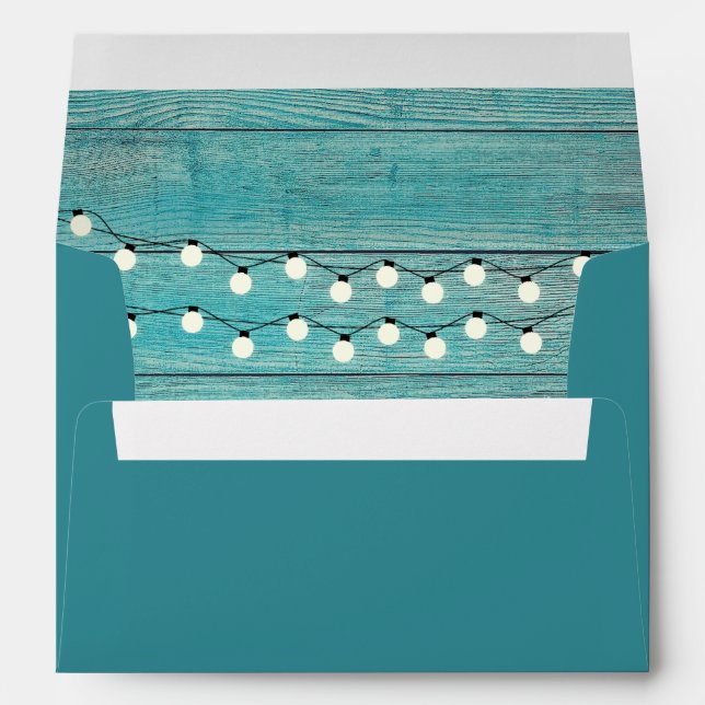Enveloppe Russe Bleu Chaîne Lights Wood Engagement Party (Dos (Bas))