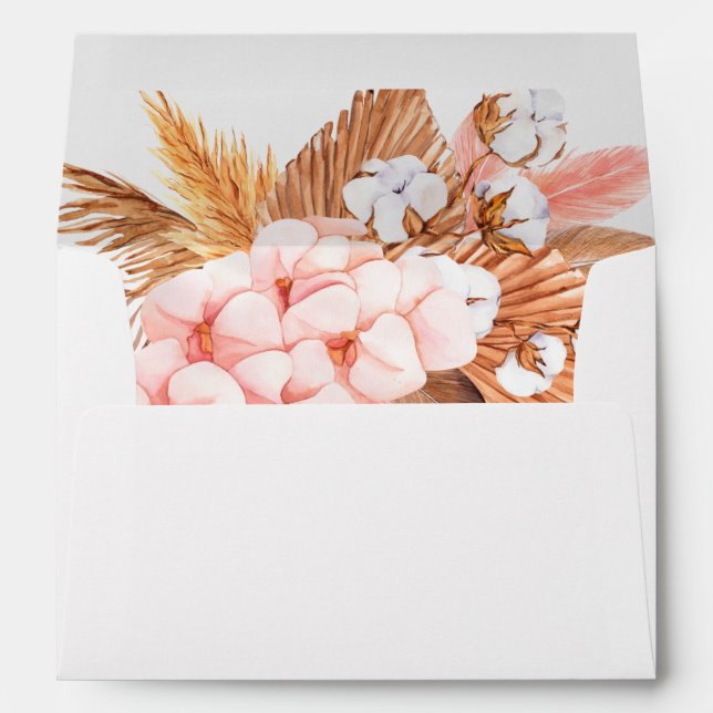 Enveloppe Russe Boho Pampas Orchidées Mariage de fond de cot (Dos (Bas))