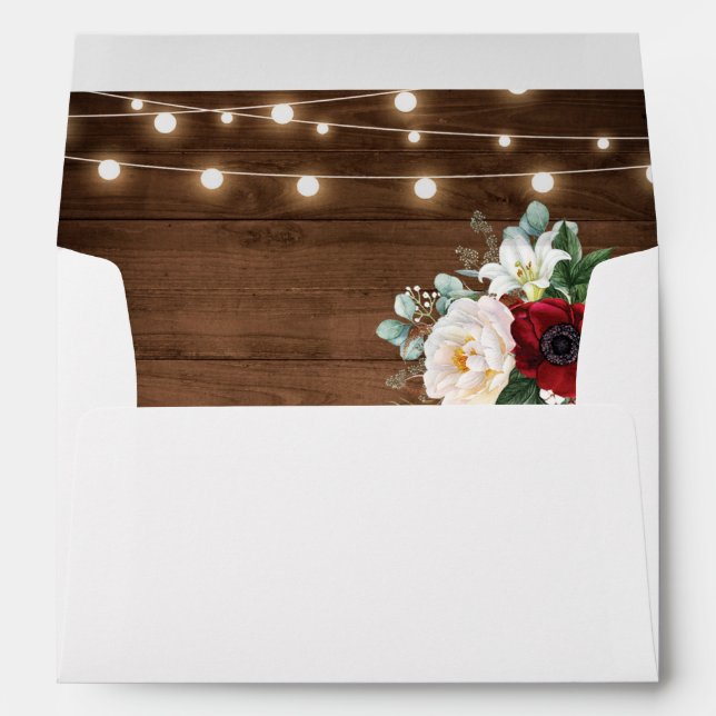 Enveloppe Russe Bourgogne Floral Mason Jar Mariage (Dos (Bas))