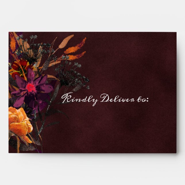 Enveloppe Russe Bourgogne Rouge orange violet Mariage de aut (Devant)