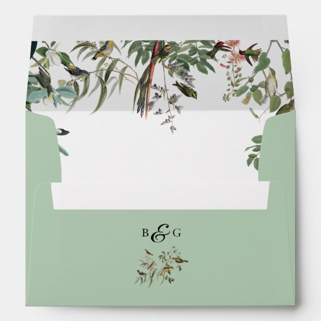 Enveloppe Russe Eucalyptus Feuille 5x7 Faire-part de mariage (Dos (Bas))