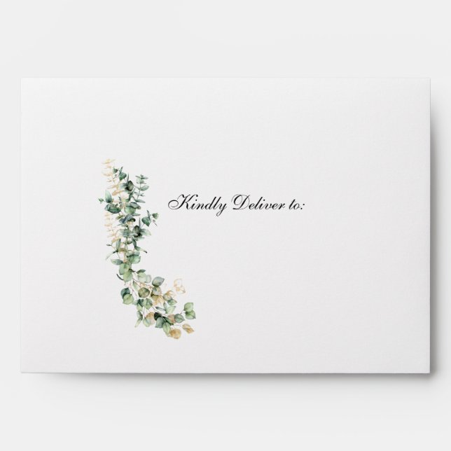 Enveloppe Russe Eucalyptus Gold Faire-part de mariage (Devant)