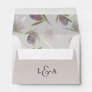 Enveloppe Russe Floral Dusty violet Mariage beige