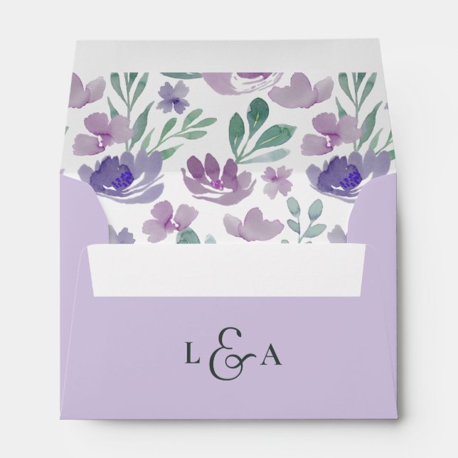 Enveloppe Russe Floral Eucalyptus violet Mariage (Dos (Bas))