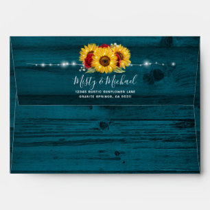 Enveloppe Russe Turquoise Wood Rouge Rose Sunflower Adresse