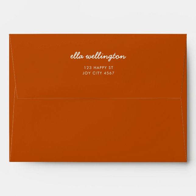 Enveloppe Rust Orange Modern Minimal Script Retourner l'adre (Dos (Haut rabat))
