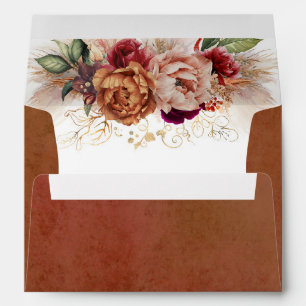 Enveloppe Rust Terracotta Floral Pampas Fête de chute d'her