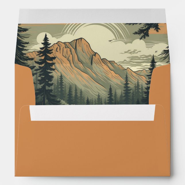 Enveloppe Rustic Adventure Mountain Mariage (Dos (Bas))