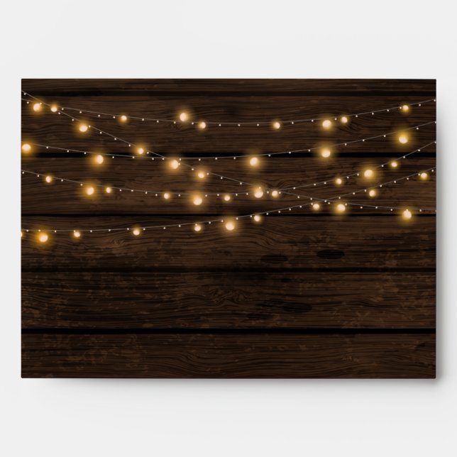 Enveloppe Rustic Barn Wood String illumine les invitations d (Devant)