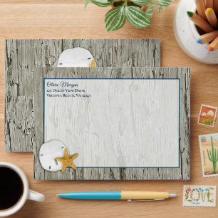 Enveloppe Rustic Beach Driftwood Sand Dollar Mariage Inviter