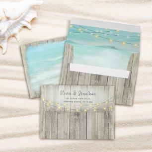 Enveloppe Rustic Beach Ocean String Lumières Mariage Inviter