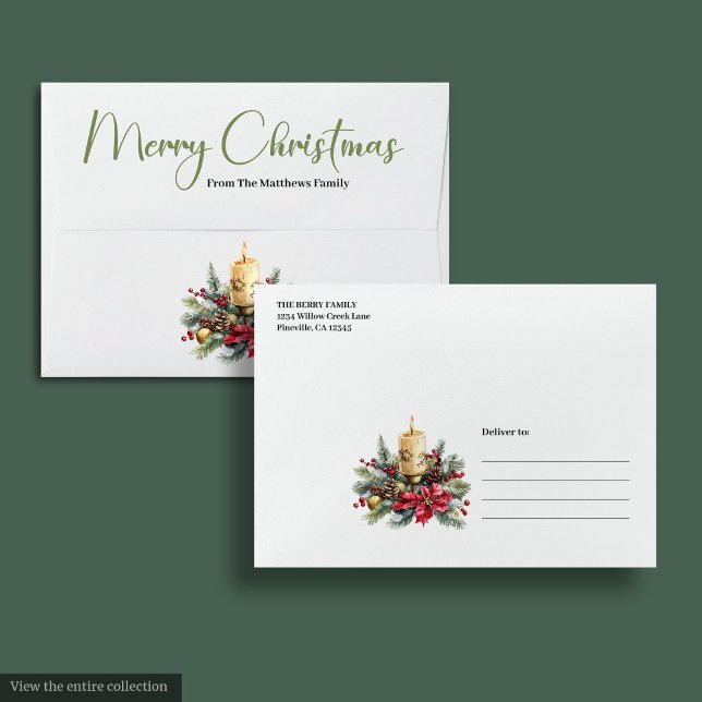 Enveloppe Rustic Bohemian Pine Wreath Christmas Envelopes (Rustic Bohemian Pine Wreath Christmas Envelope)