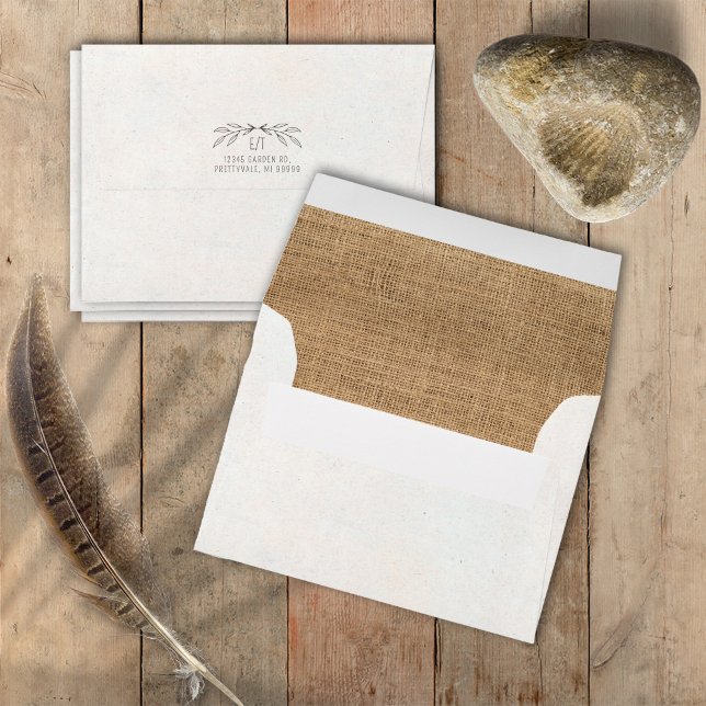 Enveloppe Rustic Boho Ivory Burlap Mariage ID1109 (Créateur téléchargé)