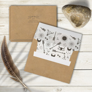Enveloppe Rustic Boho Motif Kraft Paper ID1109