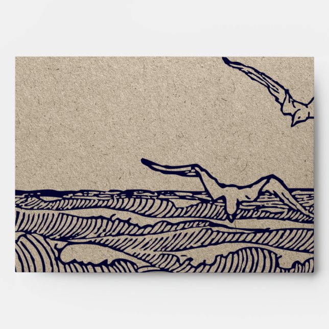 Enveloppe Rustic Chic Beach Destination Mariage Faux Kraft (Devant)