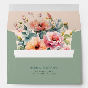 Enveloppe Rustic Country Floral Sage Mariage vert