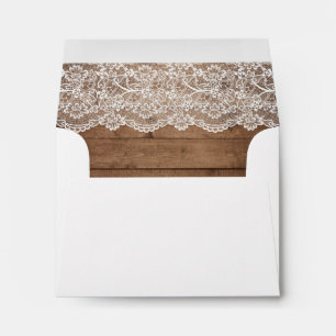 Enveloppe Rustic Country Grange Bois Dentelle Mariage RSVP
