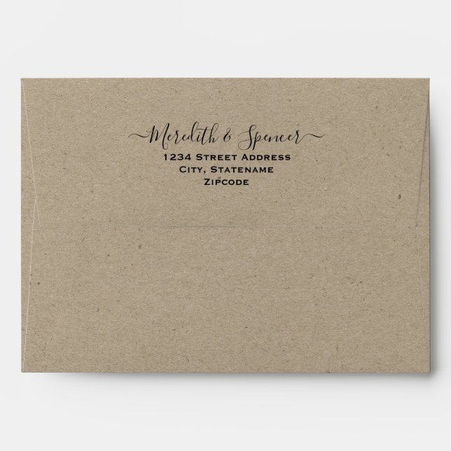 Enveloppe Rustic Country Kraft Mariage papier 5x7 (Dos (Haut rabat))
