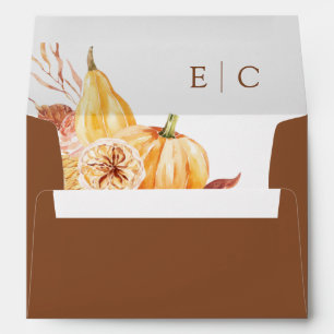 Enveloppe Rustic Fall Floral Citrouille Mariage Terracotta 5