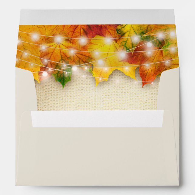 Enveloppe Rustic Fall Leaves String Lights Adresse de retour (Dos (Bas))