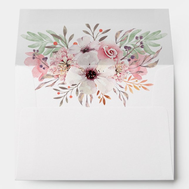 Enveloppe Rustic Floral  5 x 7" Wedding Invitation Envelope (Dos (Bas))