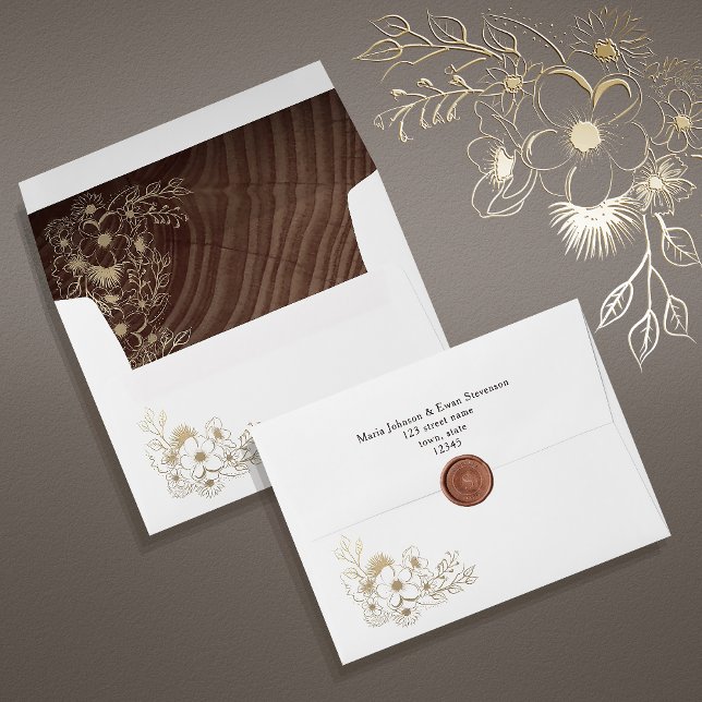 Enveloppe Rustic Floral Mariage Adresse de retour (Créateur téléchargé)