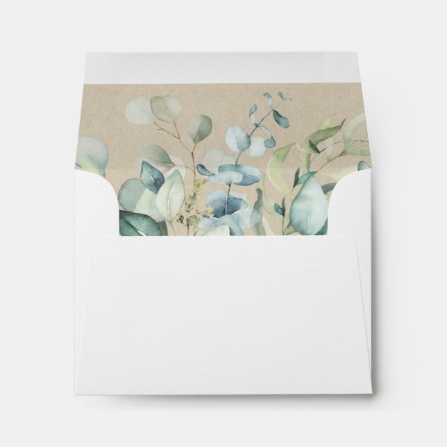 Enveloppe Rustic Gold Green Mariage Adresse pré-imprimée RSV (Dos (Bas))