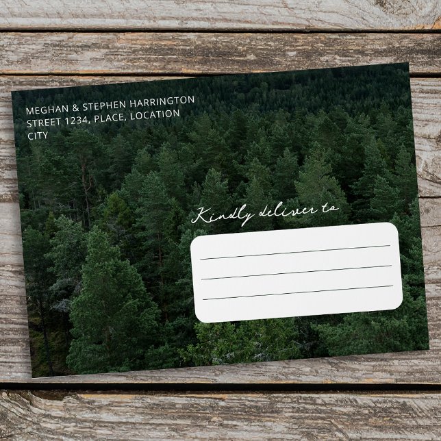 Enveloppe Rustic Green Forest Photo Custom Woodland Mariage (Créateur téléchargé)