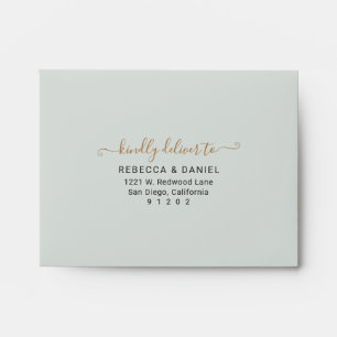 Enveloppe Rustic Greenery Gold Adresse de retour Mariage RSV