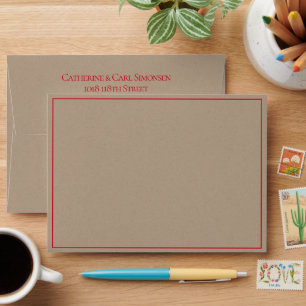 Enveloppe Rustic Kraft Red Name Adresse de retour