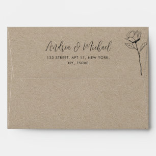 Enveloppe Rustic Kraft Style & Rose Retour Adresse Mariage