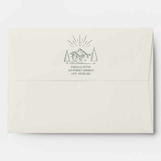 Enveloppe Rustic Mariage de la forêt d'Emerald Mountain (Dos (Haut rabat))