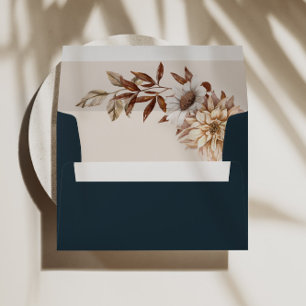 Enveloppe Rustic Navy & Mariage de fleurs en terre cuite