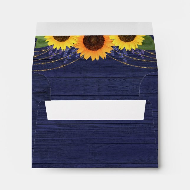 Enveloppe Rustic Navy Sunflower RSVP Adresse de retour (Dos (Bas))