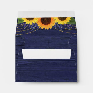 Enveloppe Rustic Navy Sunflower RSVP Adresse de retour