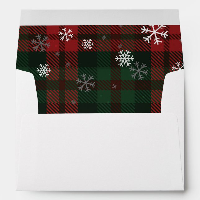 Enveloppe Rustic Plaid Snowflakes Christmas Script Elegant (Dos (Bas))