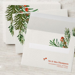 Enveloppe Rustic Red Berries Mariage de Noël