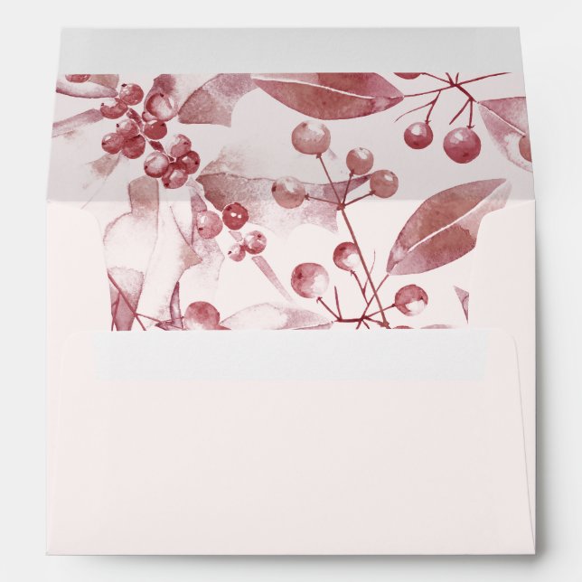 Enveloppe Rustic Red Holly sur Blush Holiday Party (Dos (Bas))