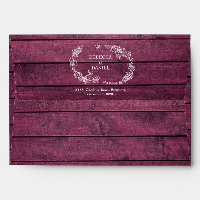 Enveloppe Rustic Red Wood String Lights Adresse de retour (Dos (Haut rabat))