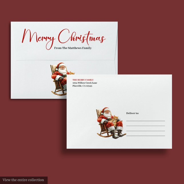 Enveloppe Rustic Santa Claus Traditional Red White Envelopes (Rustic Santa Claus Traditional Red White Envelope)