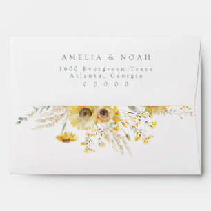 Enveloppe Rustic Sunflower Mariage Adresse de retour Envelop