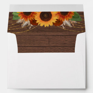 Enveloppe Rustic Sunflower Terracotta Roses Mariage Inviter