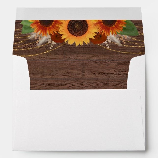 Enveloppe Rustic Sunflower Terracotta Roses Mariage Inviter (Dos (Bas))