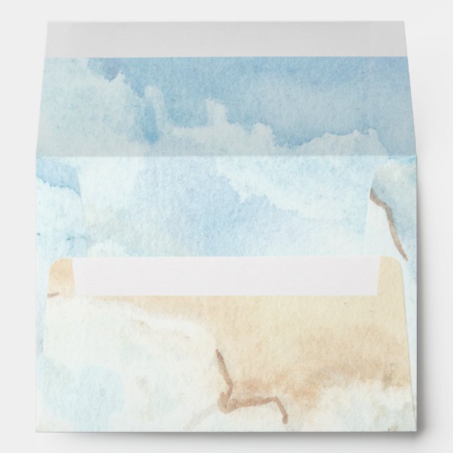 Enveloppe Rustic Watercolor Ocean Sea Summer Beach Wedding (Dos (Bas))