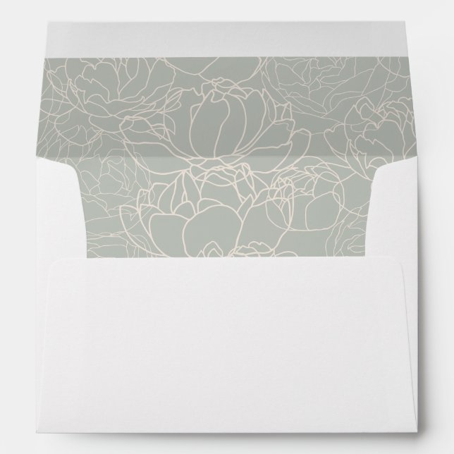 Enveloppe Rustic White & Sage Green Adresse de retour Mariag (Dos (Bas))