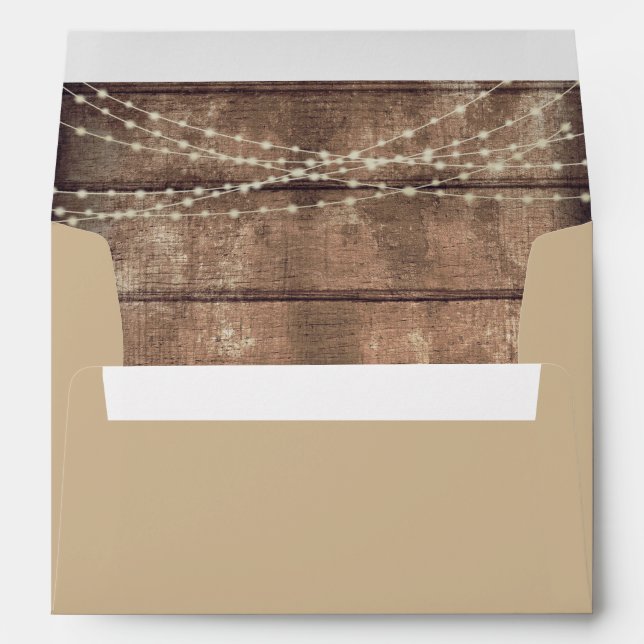 Enveloppe Rustic Wood String Lights Adresse de retour (Dos (Bas))