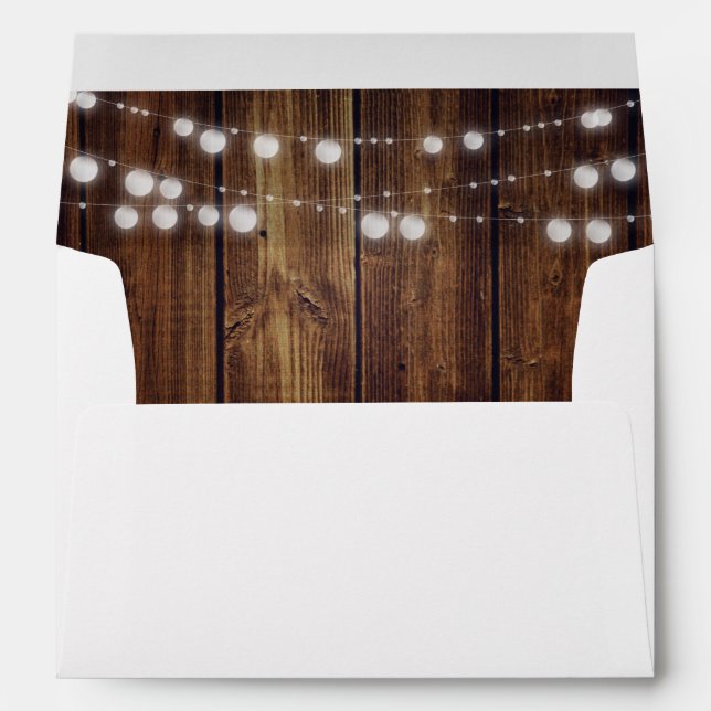 Enveloppe Rustic Wood String Lights Adresse de retour (Dos (Bas))
