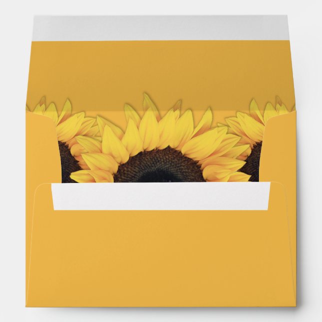 Enveloppe Rustic Yellow Sunflower Retourner l'adresse Mariag (Dos (Bas))